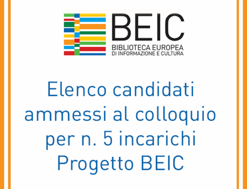 Pubblicato l’elenco dei candidati ammessi al colloquio per l’attuazione del Progetto Biblioteconomico Esecutivo della BEIC